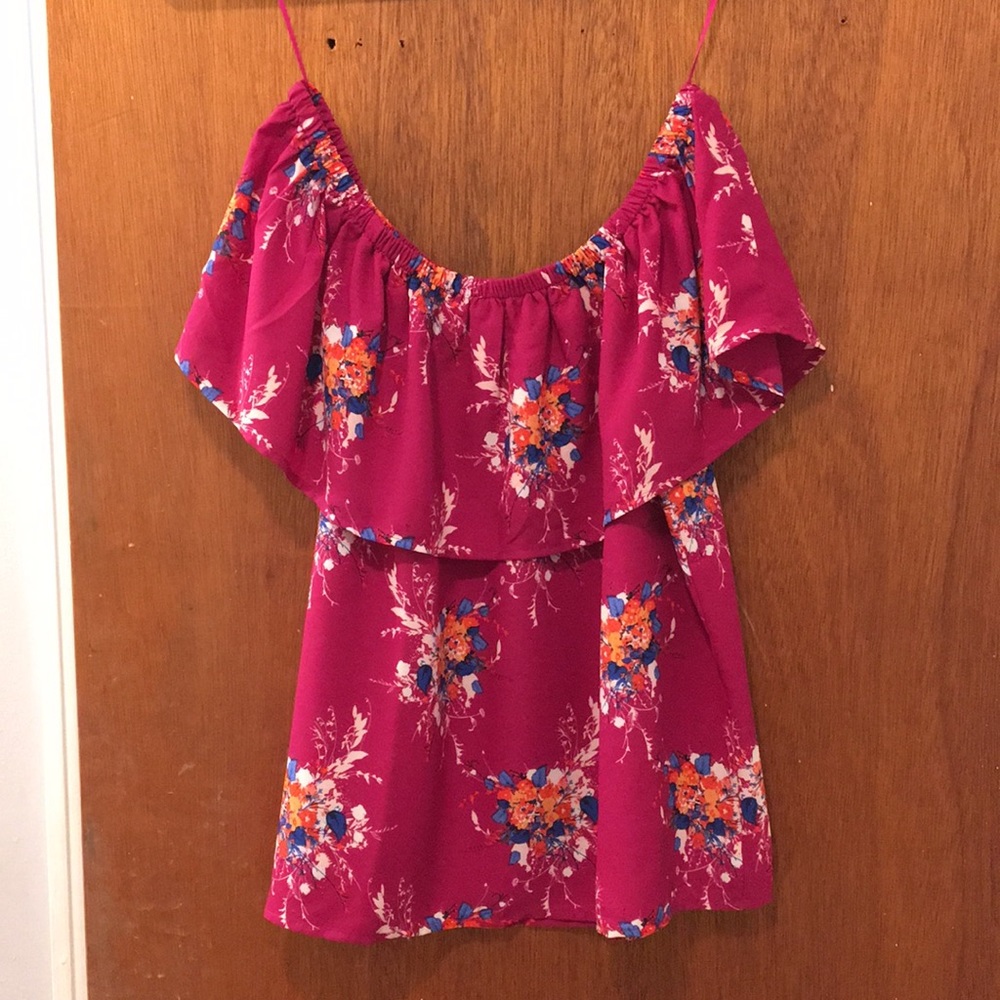 Raspberry floral off the shoulder top
